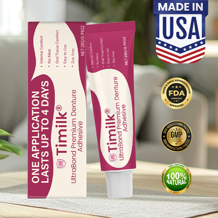 Timilk® UltraBond Premium Denture Adhesive 🦷𝟰-𝗗𝗮𝘆 𝗛𝗼𝗹𝗱 𝗳𝗼𝗿 𝗖𝗼𝗺𝗳𝗼𝗿𝘁𝗮𝗯𝗹𝗲🦷