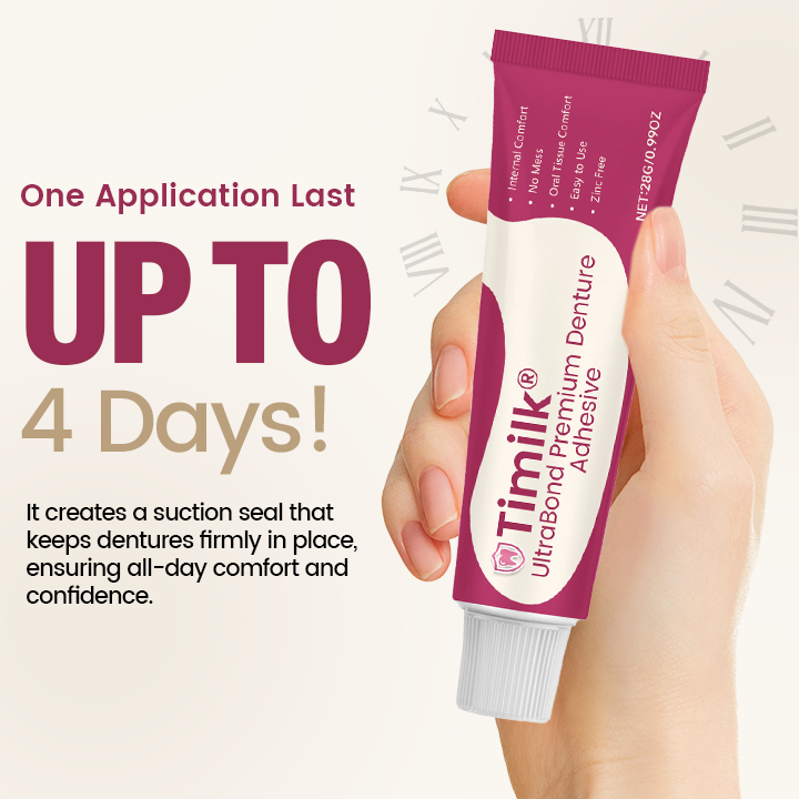 Timilk® UltraBond Premium Denture Adhesive 🦷𝟰-𝗗𝗮𝘆 𝗛𝗼𝗹𝗱 𝗳𝗼𝗿 𝗖𝗼𝗺𝗳𝗼𝗿𝘁𝗮𝗯𝗹𝗲🦷